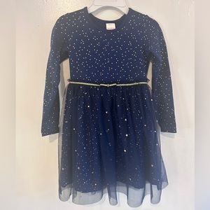 Hanna Andersson Navy Blue and Gold Tulle Shimmer dress